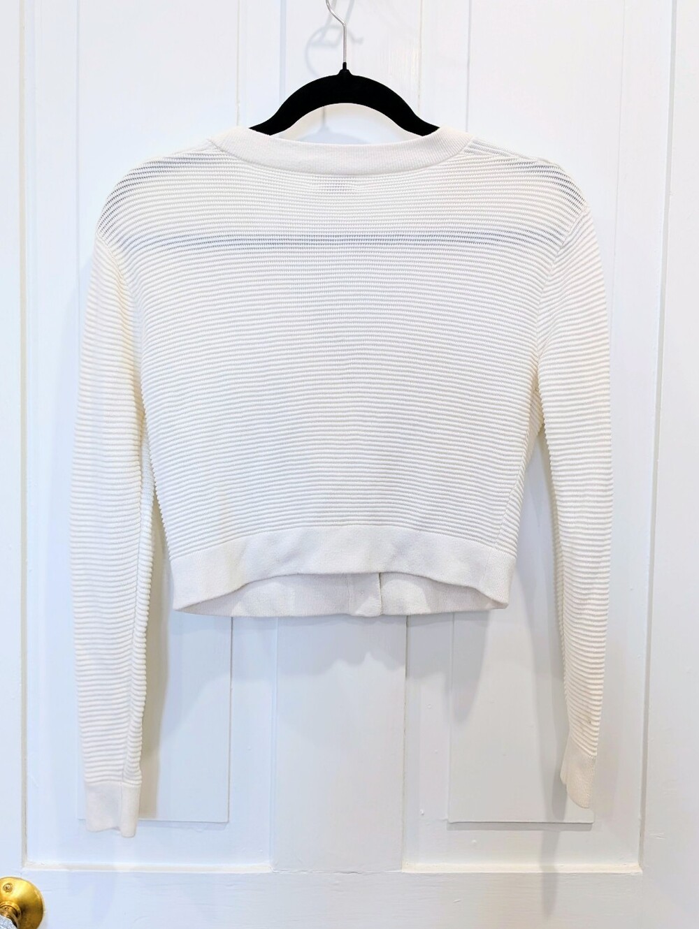 Wilfred Cream Cropped V-Neck Ribbed Cardigan Linen Blend | Xs - Picture 4 of 6